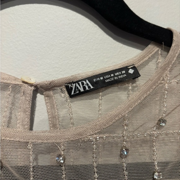 ZARA Mesh Rhinestone & Beaded Long Sleeve - Picture 4 of 6